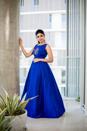 Ink Blue Embroidered Gown