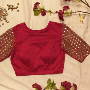 Classic Red Mirror Embroidered Blouse