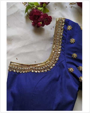 Blue Banaras Traditional Half Saree Set