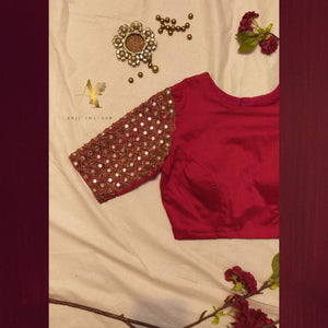 Classic Red Mirror Embroidered Blouse