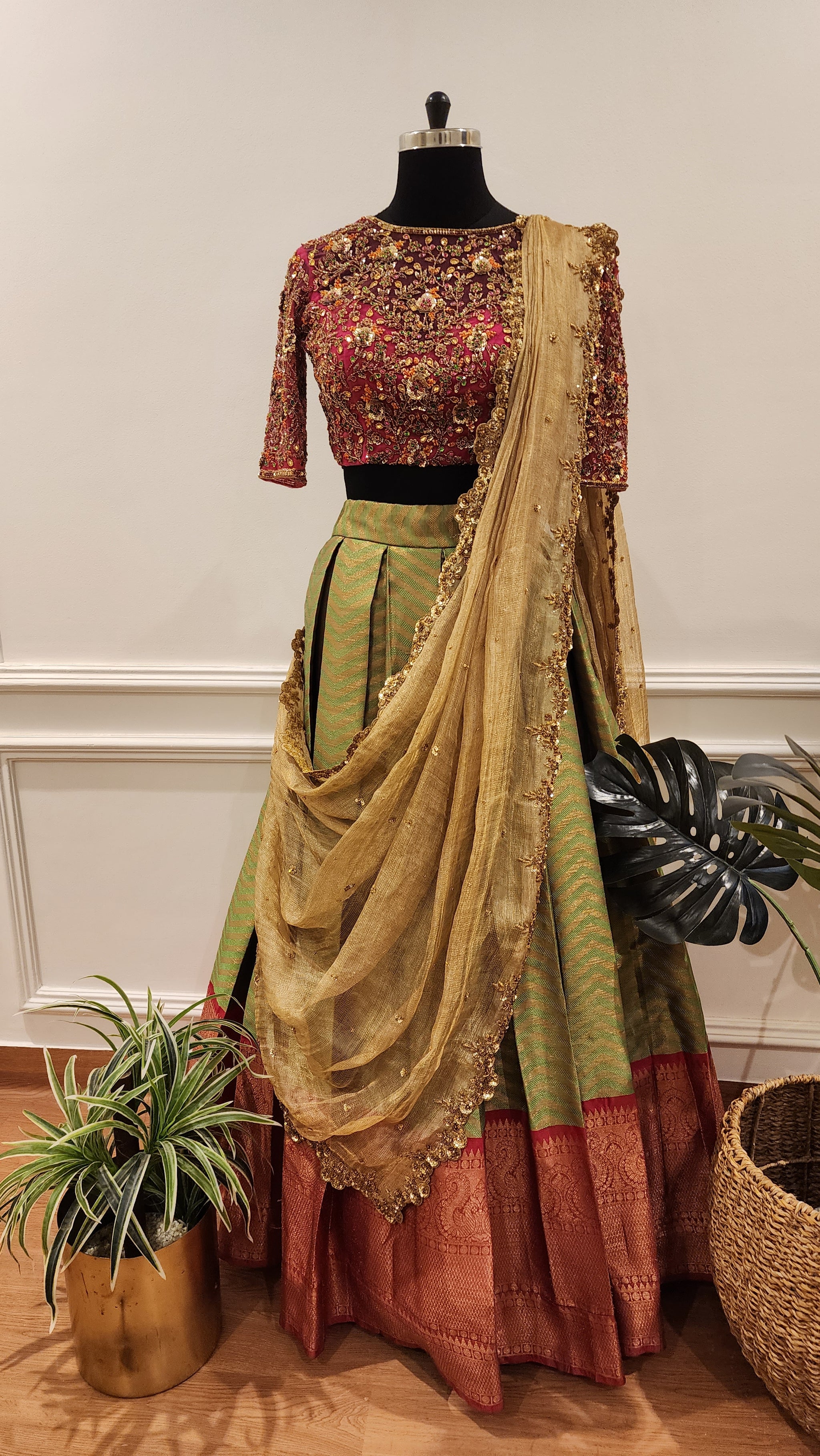 Half Saris by Studio149 Chennai | Half saree lehenga, Half saree designs,  Pink half sarees