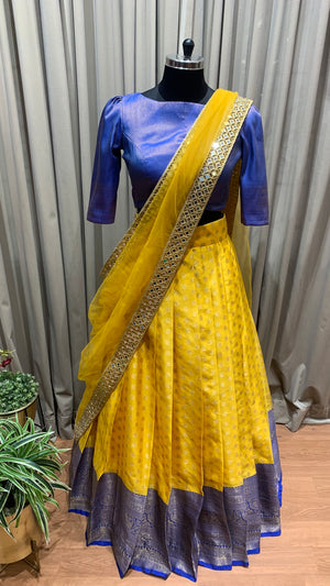 Yellow & Blue Half Saree