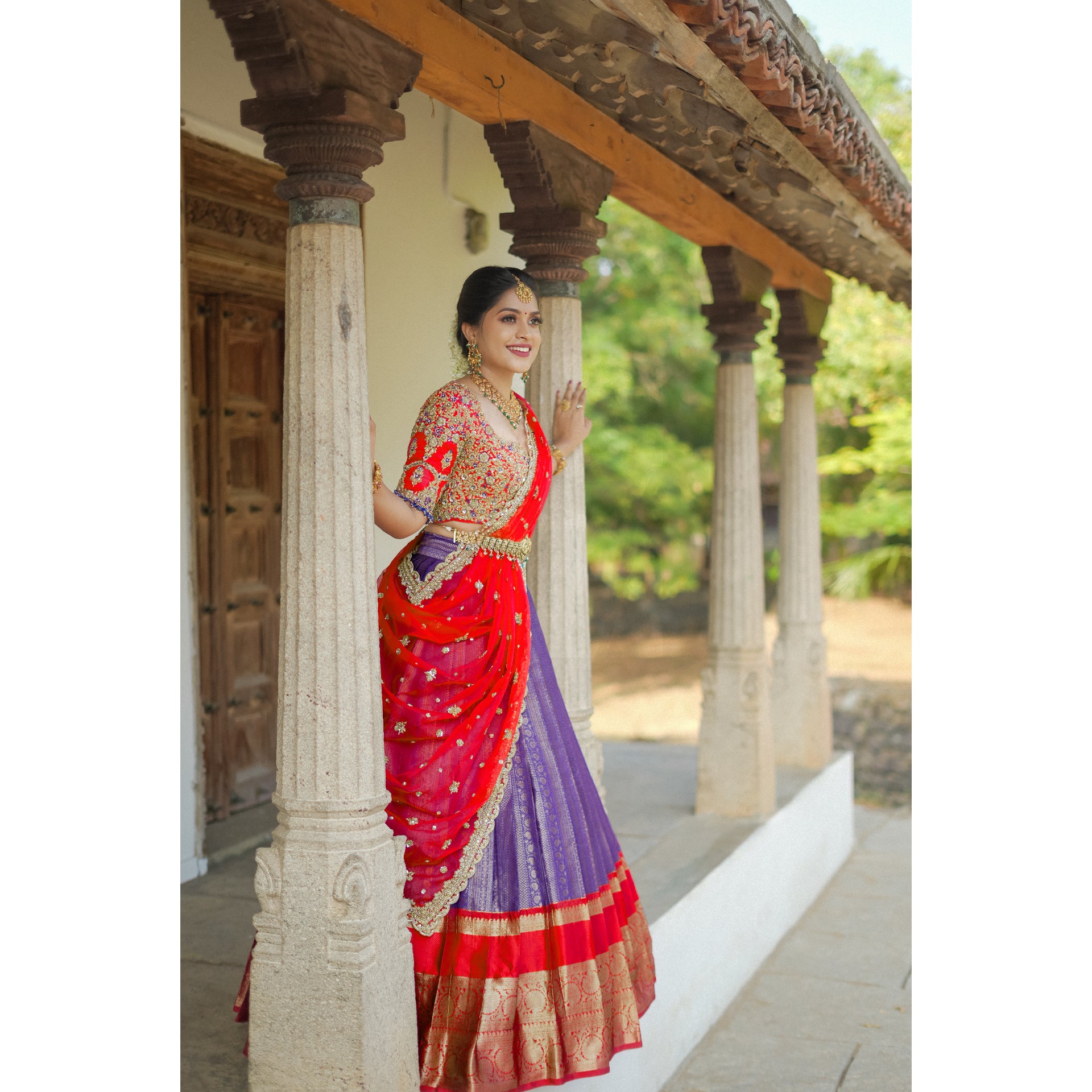 Half saree lehenga | Half saree designs, Half saree, Pink half sarees