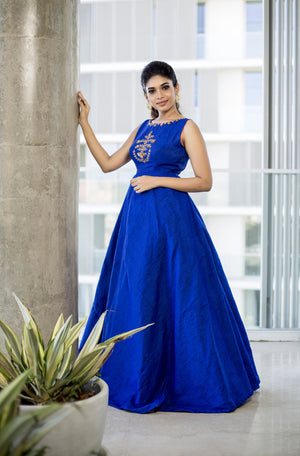 Ink Blue Embroidered Gown