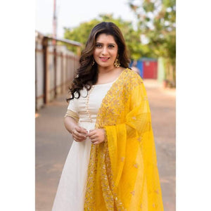 Off-White Anarkali with Worked Duppatta
