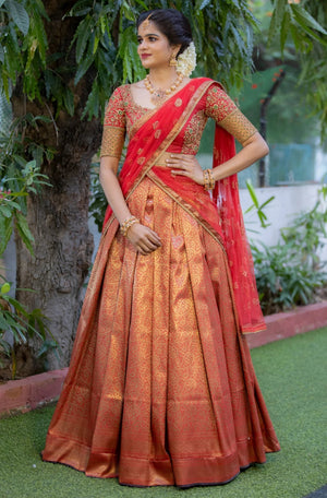 Traditional Red Half Saree Set