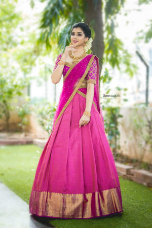Pink Purple Traditional Half Saree