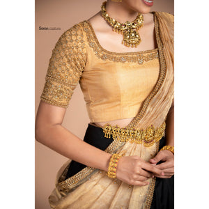 Black & Gold Traditional Half Saree Set