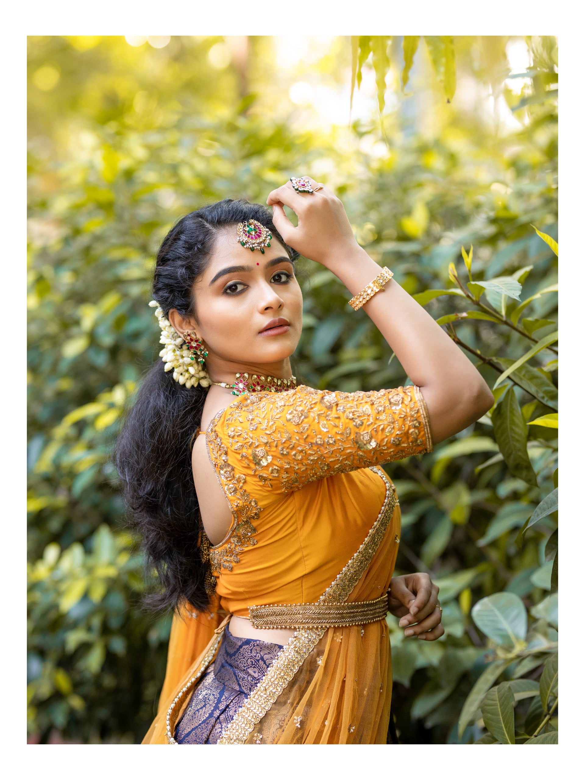 Outdoor Bridal Photoshoot|Red Half Saree|Bride Poses | Half saree designs,  Lehenga designs simple, Half saree