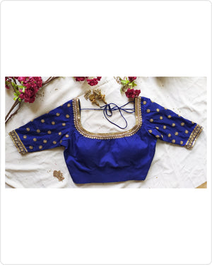 Blue Banaras Traditional Half Saree Set