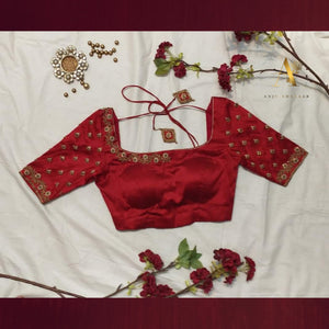 Kumkum Red Embroidered Blouse