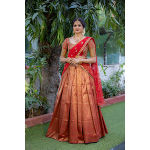 Traditional Red Half Saree Set