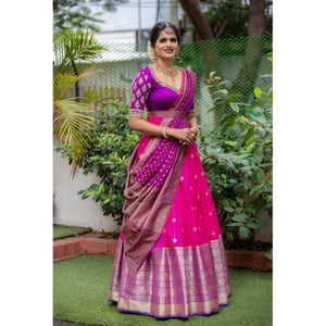 Pink & Purple Traditional Half Saree Set ✨