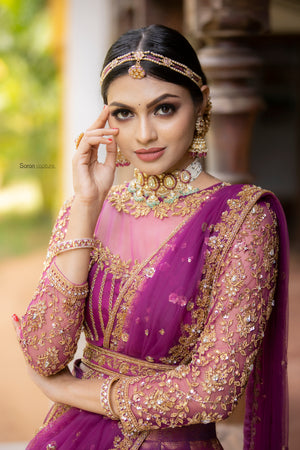 Purple Banaras Silk Half saree Set